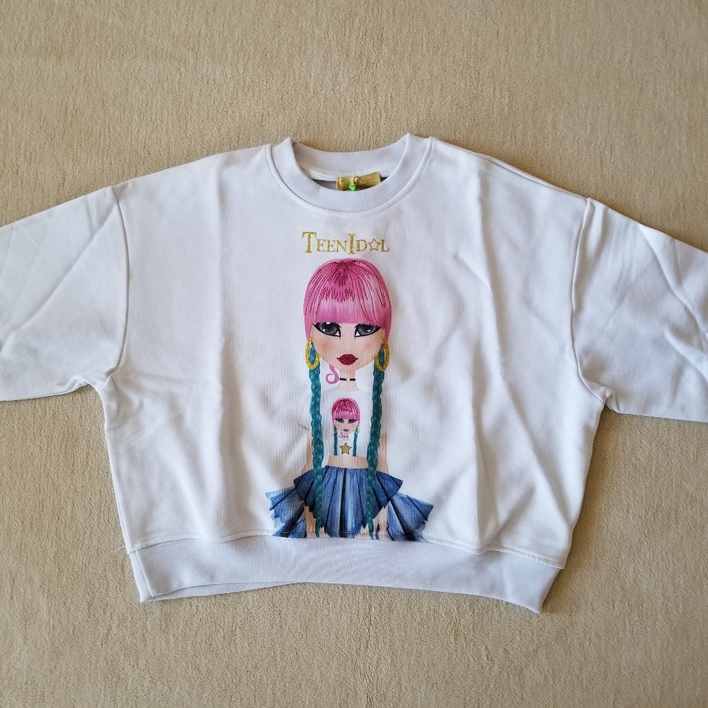 Teen Idol Boxy Sweatshirt Glittery Graphics Women/Girls Size XS